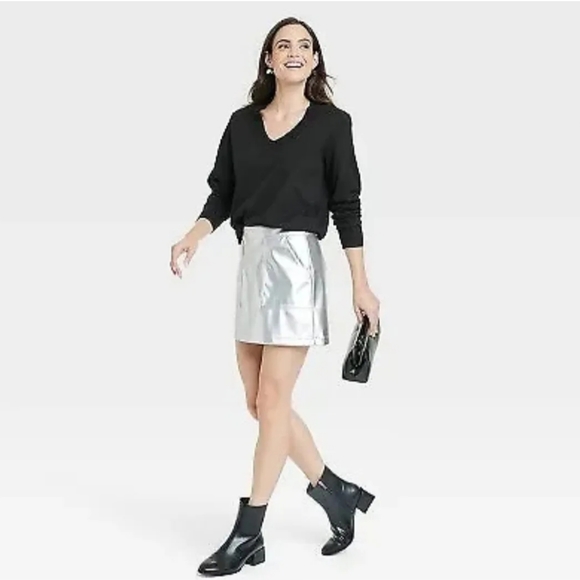 Women's Mini Skirt - A New Day Metallic Gray XXL - Picture 3 of 7